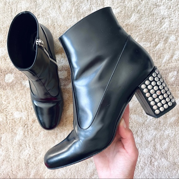 Saint Laurent Stud-Heel Leather Ankle Boot In Black Size 38 - Picture 4 of 16